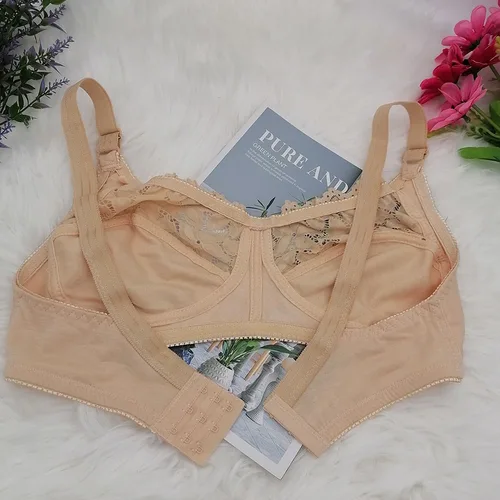 Imagen 2 del producto Sujetador liso sin forro, cómodos sujetadores de algodón para mujer, push up, minimizador, inalámbrico, ropa interior de talla grande, lencería sexy suave de inmersión C31