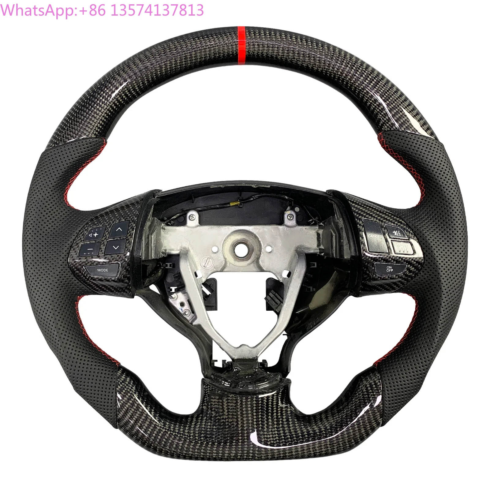 

For Mitsubishi Lancer GT Sportback Outlander SE Colt 2008-2016 Customized Carbon Fiber Perforated Leather Steering Wheel