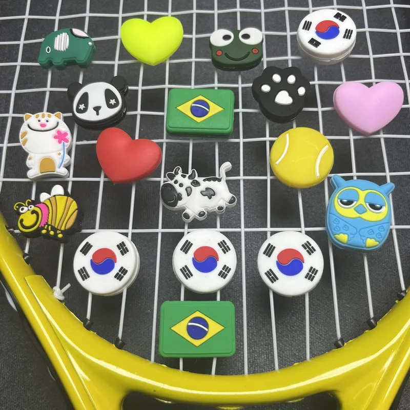 Cute Heart-shaped Tennis Vibration Dampeners Tennis Racket Anti Vibration Flag Animal Tennis Racquet Damper Tennis Accessories