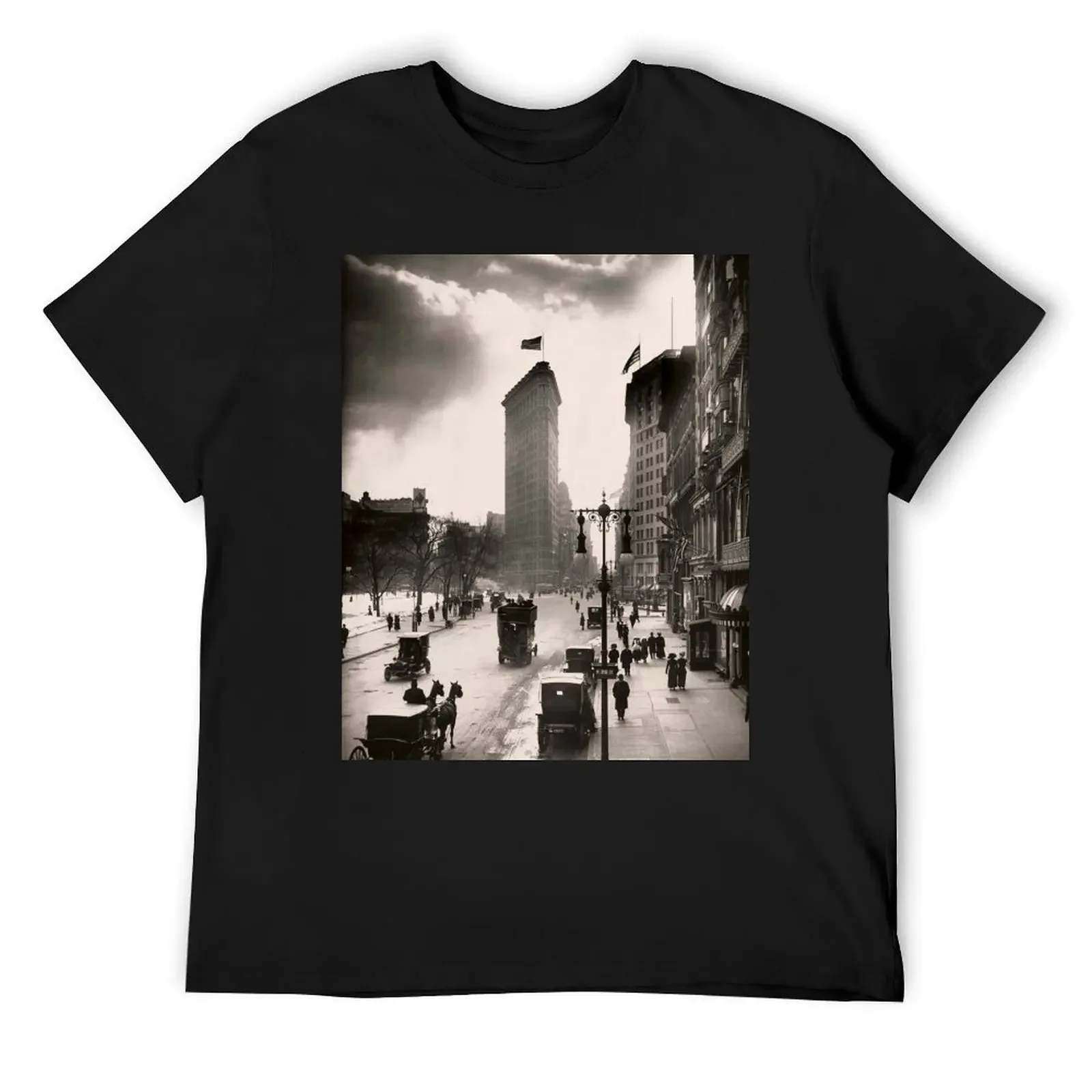 Camiseta Vintage con fotografía de la NYC Flat Iron Building 2, camisetas de algodón para hombre, camisetas para hombre
