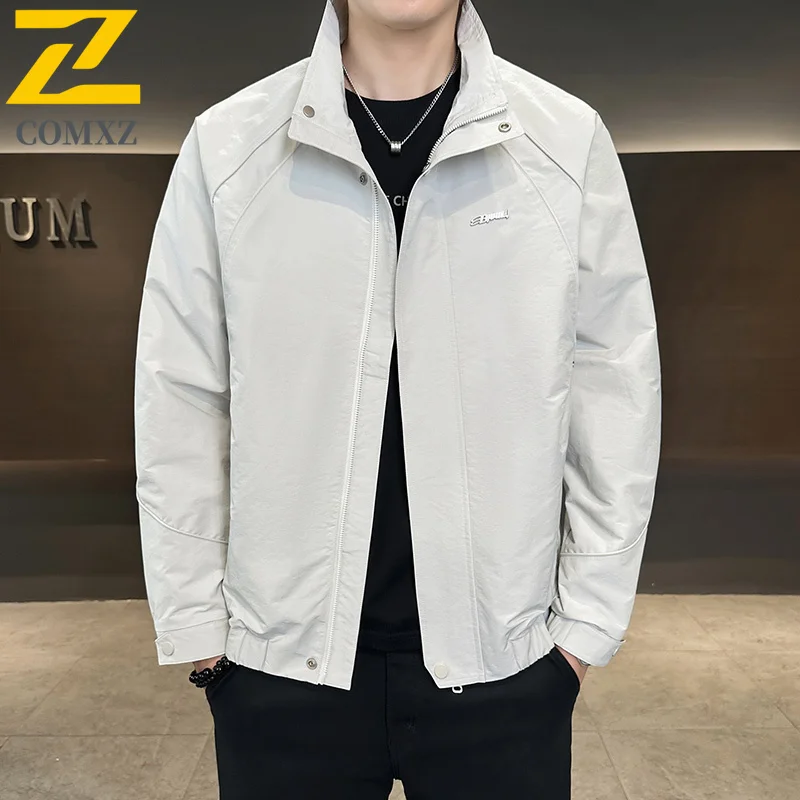 

COMXZ Stand Up Collar Jacket Men's 2025 Trend Versatile Comfortable Breathable Large Pocket Jacket Outdoor Casual Zipper Jacket