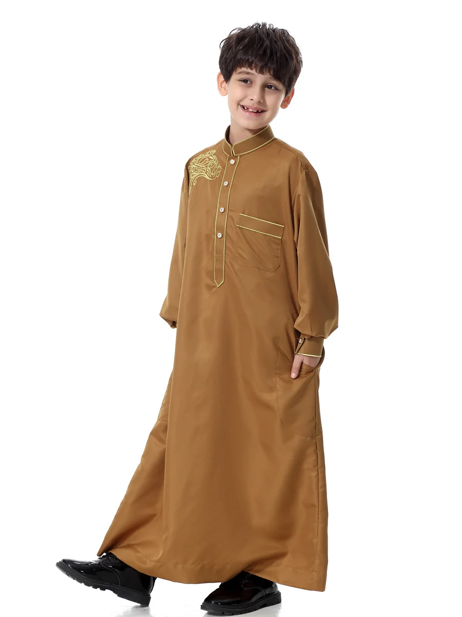 Eid Boy Bambini Abaya Dubai Caftano Arabo Qatar Musulmano Bambini Robe Caftano Ramadan Abito lungo Abbigliamento islamico Ragazzo Jubba Thobe