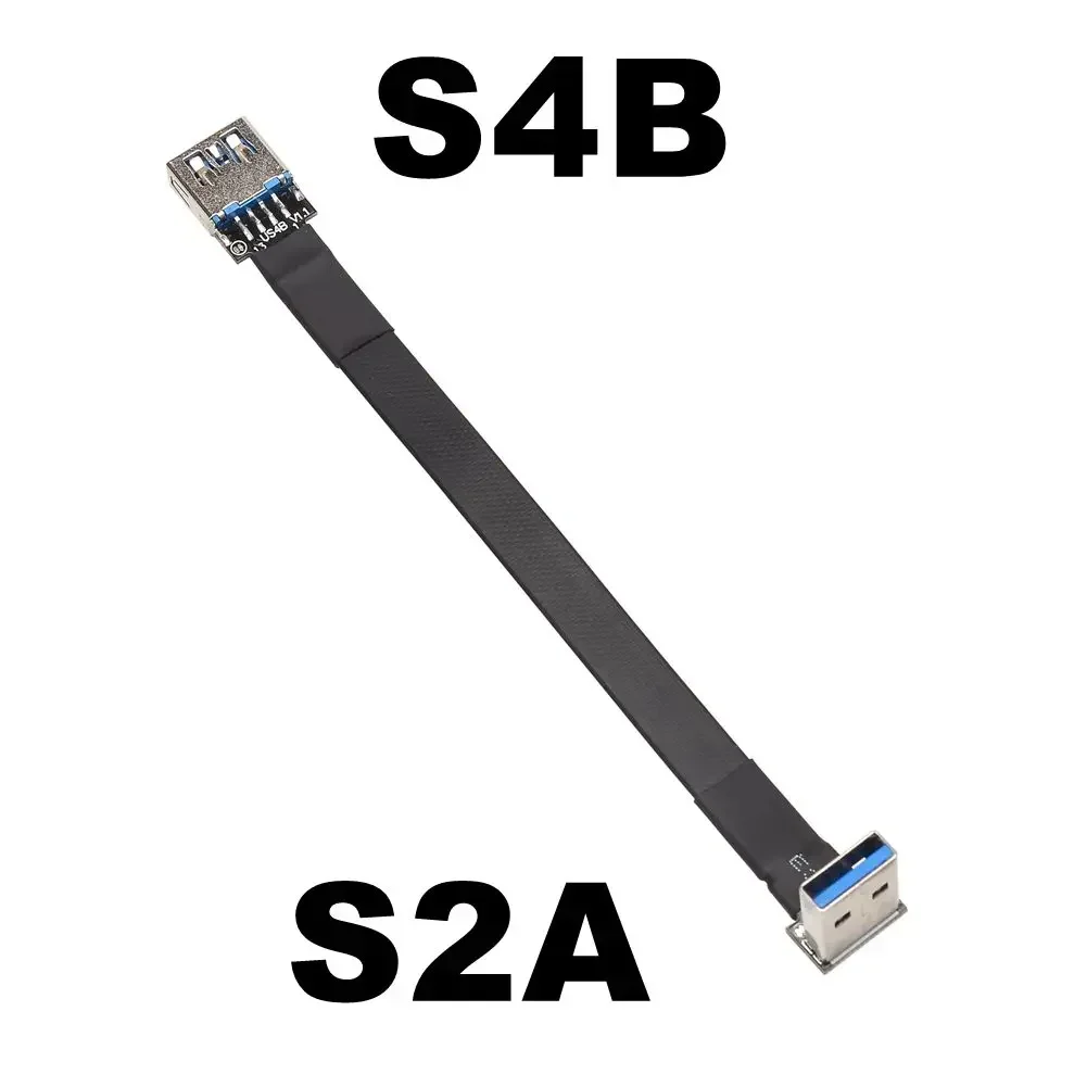 ADT USB 3.0 A męski na żeński ultracienki przedłużacz FPV FPC z płaską taśmą typu A żeński na męski adapter USB 3.0 podwójny kąt 90