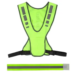 Reflective Vest and Handband Night High Visibility Reflective Warning Strap for Outdoor Motorcycle Sports Safety Work Security