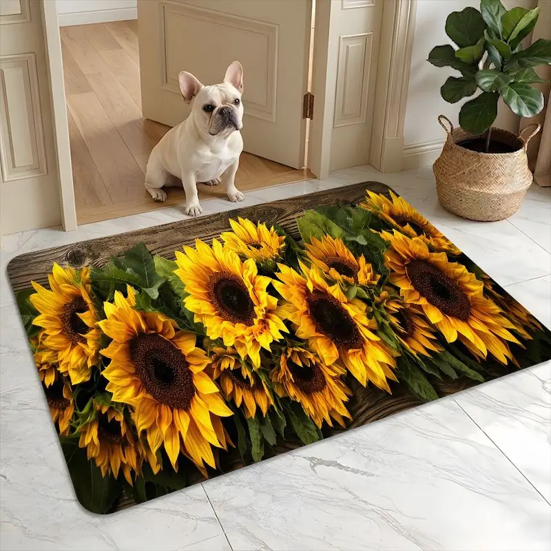 Modern Striped Welcome Doormat Geometric Pattern Heavy Duty Welcome Mat Black Khaki Entrance Rug Outdoor Indoor Door Floor Mat