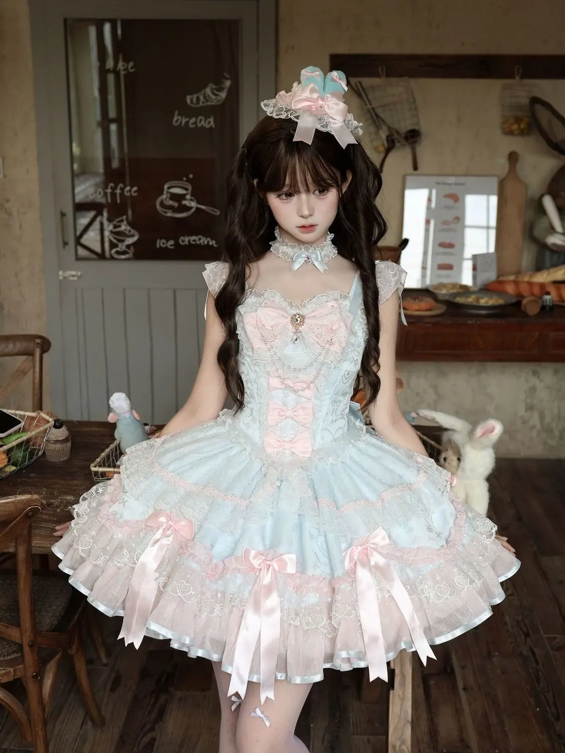 MAGOGO Summer Japanese Kawaii Lolita JSK Dress Women Party Vintage Sweet Lace Bow Birthdays Cake Dresses Y2k Ballet Style Dress
