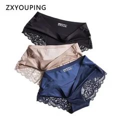 Underwear Women Panties Lace Sexy Seamless Panties Female Briefs Large Size Solid Color Nylon Silk Transparent Lingerie Briefs