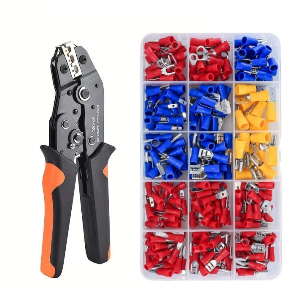 280PCS Wire Connectors, SN-02C Plier, Insulated Butt, Wire Terminal Butt Crimp, Ring, Fork, Spade, Buttstock Connector Kit