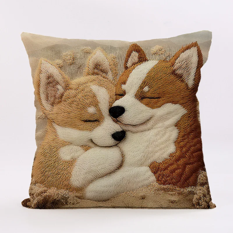 3D Dog Bohemian Print Pillow Cover Embroidered Style Cushion Case Sofa Decor Wholesale