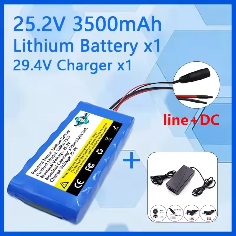 

Premium Grade 7S1P 25.2V 3500mAh Li-ion Rechargeable Pack – Built-in BMS, Perfect for Unicycle, Speaker, Portable Fan & Light
