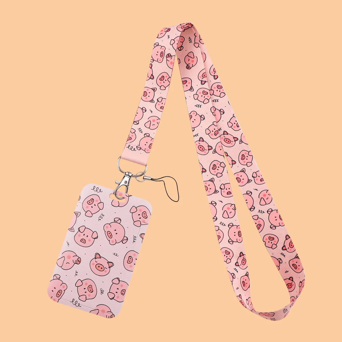 Bonito porco rosa credencial titular cordão para chave cartão de identificação ginásio tiras de telefone celular titular do crachá usb diy pescoço cinta pendurar corda