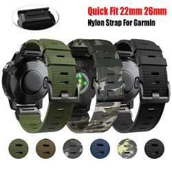 Nylon 22mm 26mm Watch Bands For Garmin Forerunner 965 955 945 Band instinct 2X 2 45mm S70 S60 S62 QuickFit Braided Canvas Strap