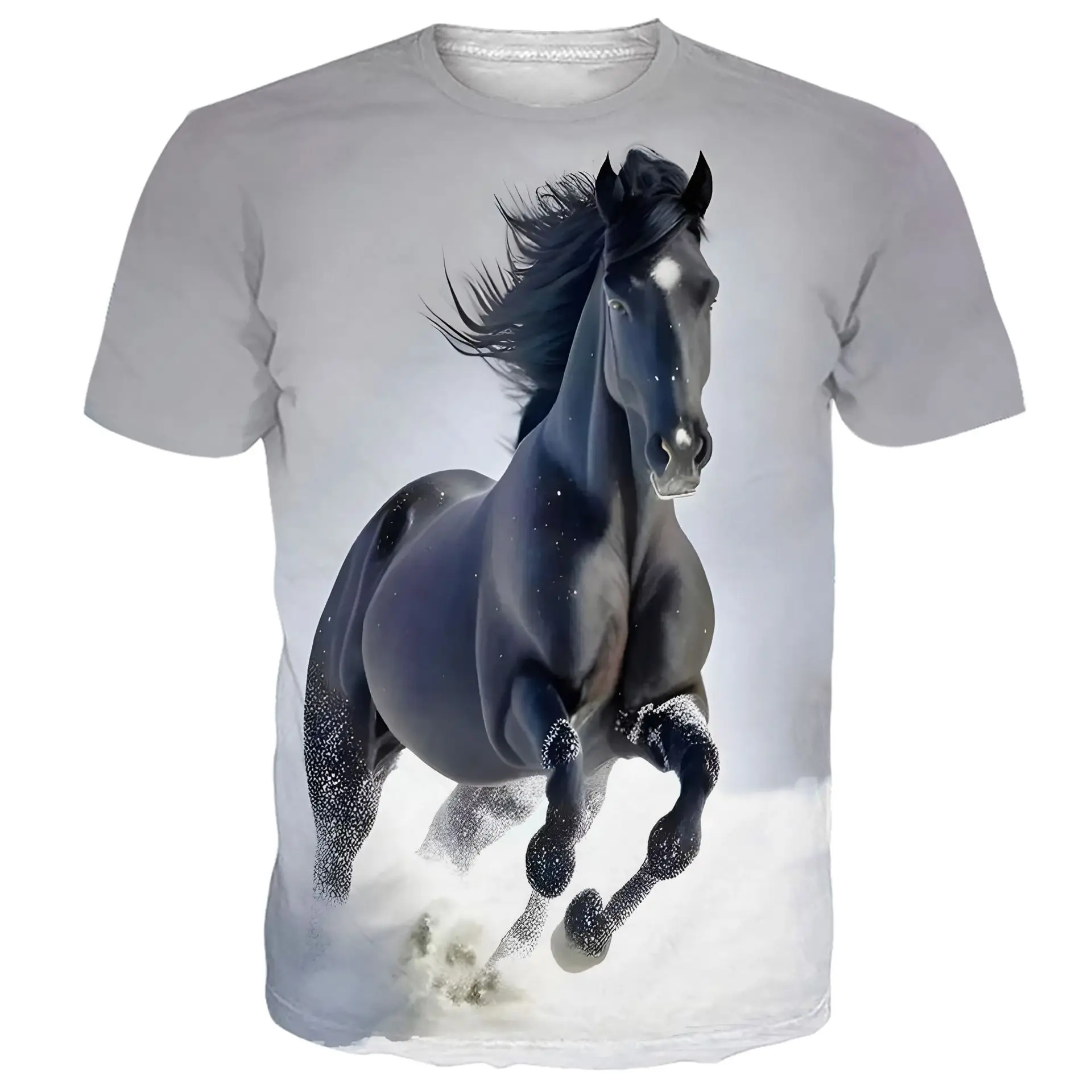Horse Steed Animal 3D Print T-Shirts Men's Short Sleeve O-Neck Casual T Shirt Oversized Street Tees Harajuku Tops Men Clothing