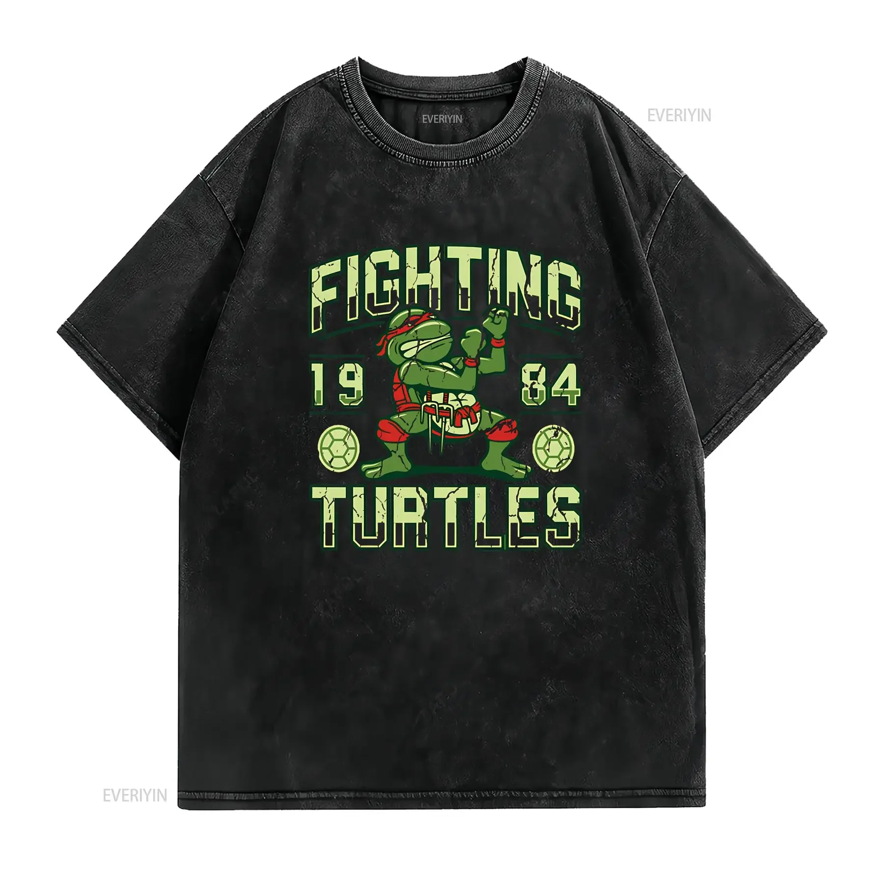 TURTLE GYM VINTAGE MENS T SHIRT FUNNY RETRO CLASSIC MUTANT DESIGN TOP COL vintage Washed Slightly streetwear Versatile graphic
