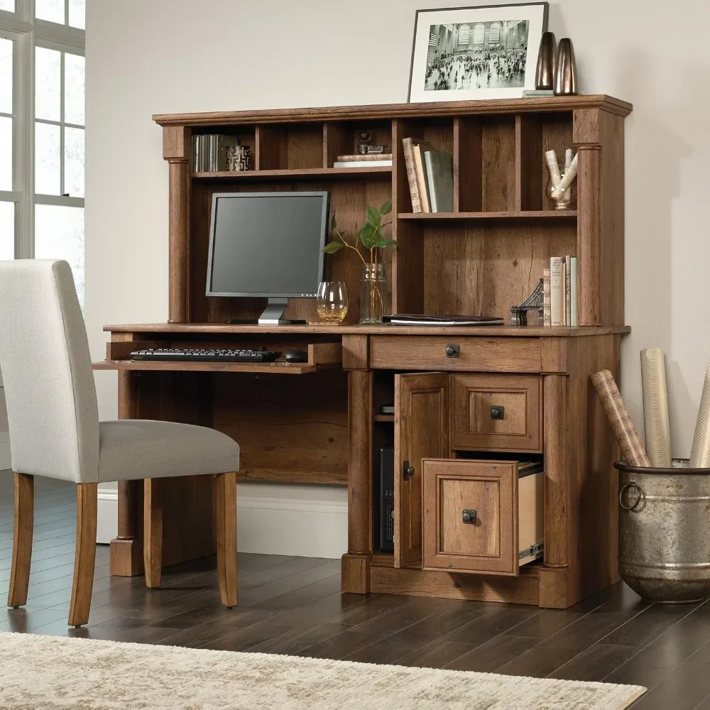 Palladia Computer Desk with Hutch, Home Office Desk with Drawers, File Cabinet Storage Drawer, Cable Management, Keyboard Tray