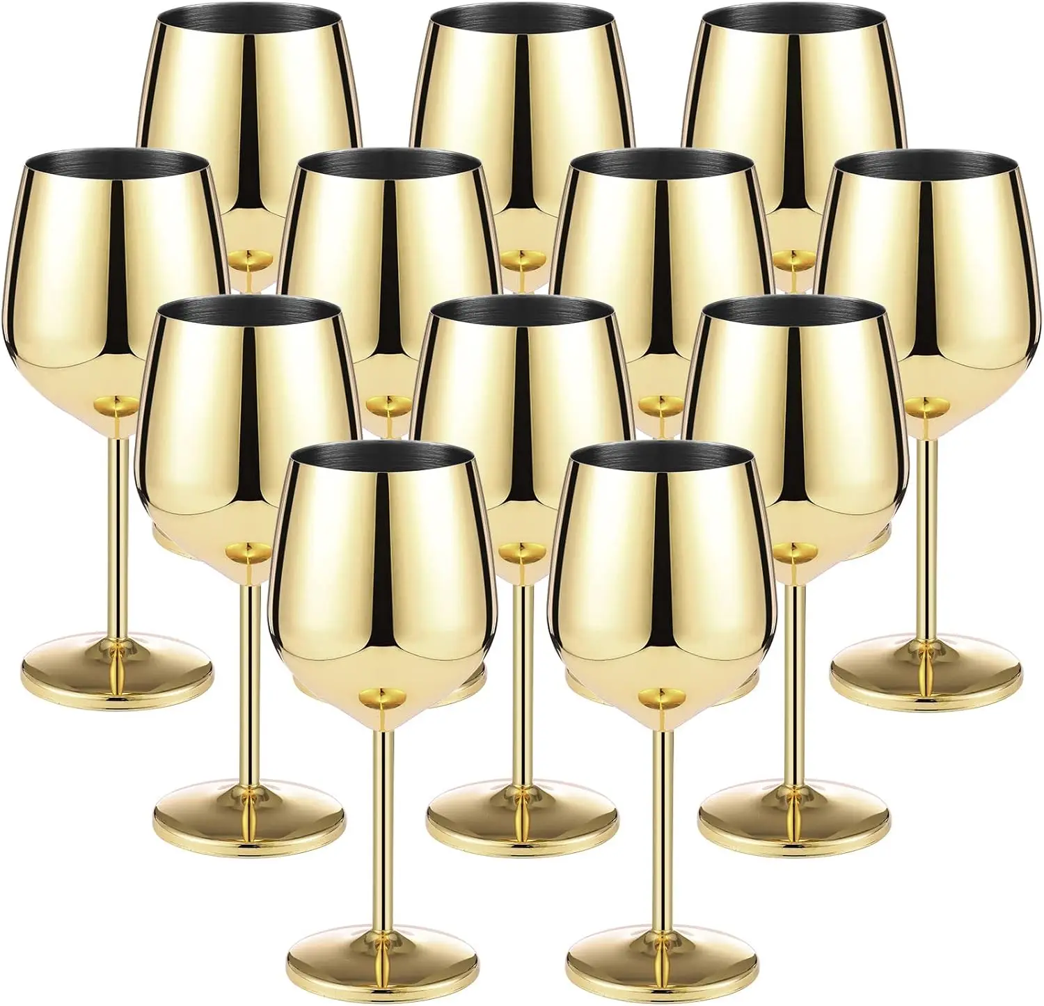 

Gold Stem Stainless Steel Wine Glasses 18oz Unbreakable Stemware Portable Shatterproof Metal Goblet Glasses Wine Drinkware for C