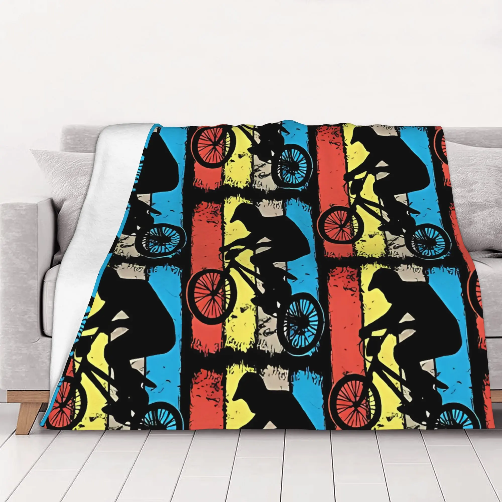 1PC home Cutecore Colorful Bmx Apparel Bmx Bike Old School BMX Racing Blanket Super Cosy Plush Home Living Room Sofa halloween