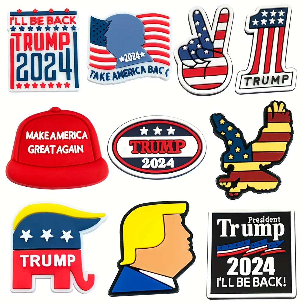 

10pcs/set Funny DIY Cartoon Trump Charms For Women Men Graft, Decoration , Accessories For Holiday Gift, Party,Christmas