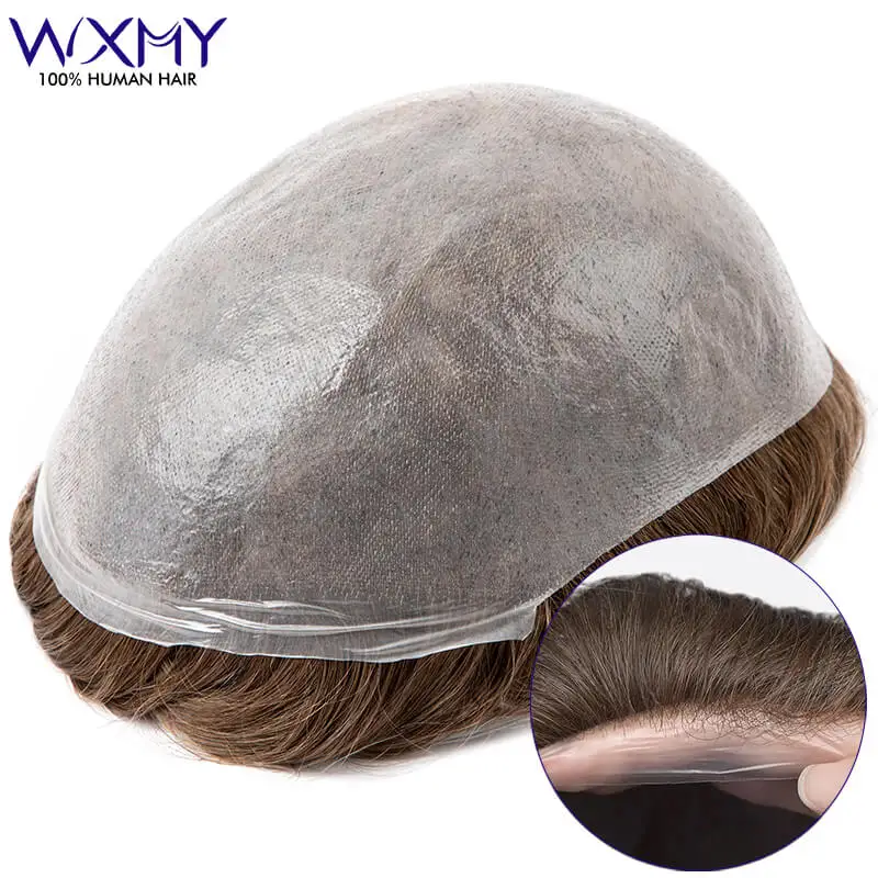 

Natural Hairline 0.03mm Ultra-Thin Skin Male Hair Prosthesis Invisible Male Wig Toupee Men Capillary Prosthesis Human Hair Wigs