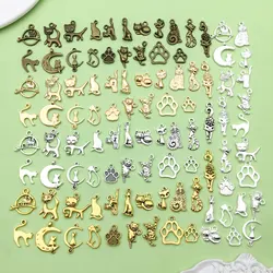 20/100pcs Alloy Cat Design Charms Animal Pendants For DIY Bracelets Necklaces Earrings Jewelry Making Accessories