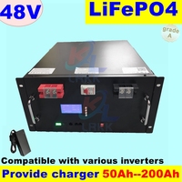 LiFePO4 48V 200Ah Battery Pack 51.2V 100Ah 120Ah 50Ah Lithium Battery 6000+ Cycles for Home RV Solar Off-Grid 48V LiFePO4 NO Tax