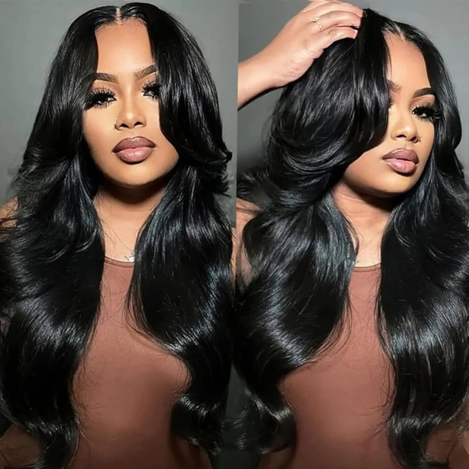 Pelucas delanteras de encaje 13x4, cabello humano de 200 de densidad, pelucas frontales de encaje HD con ondas corporales, cabello humano prearrancado, peluca sin pegamento de Color Natural