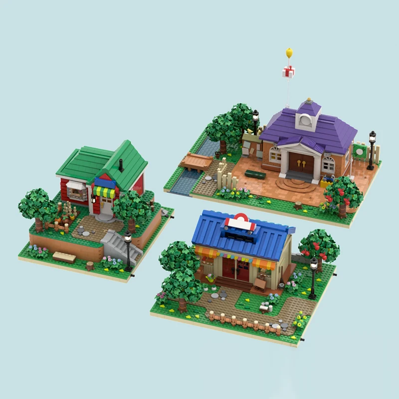 

6986PCS game Movie Animal Crossed MOC Resident Services clothing store Nook House model DIY creative ideas Child Toy Puzzle Gift