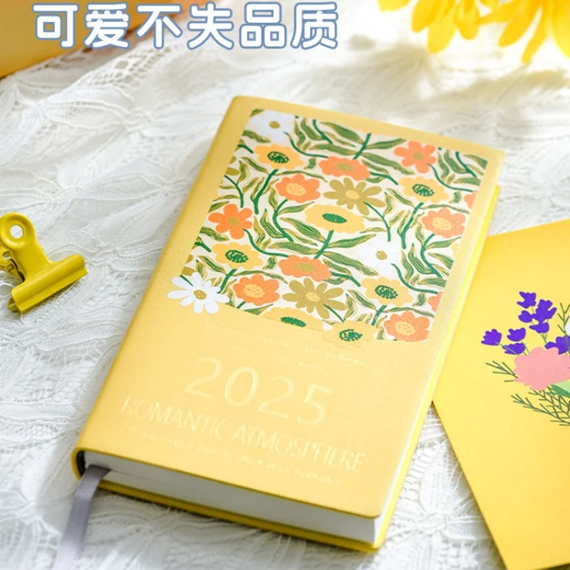 A6 Portable Calendar Book 2025 Daily Weekly Schedule Notepad Colorful Flower Designs Cover To Do List Planners Efficiency Agenda