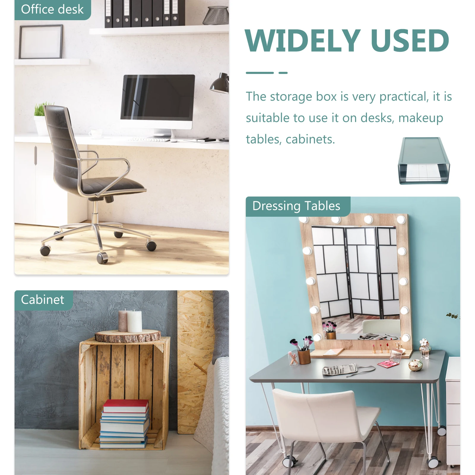 

Multi-Piece Desktop Storage Drawer Box Heavy Duty Organizer For Home Office Dorm Room Use Space Saving Large Capacity Household