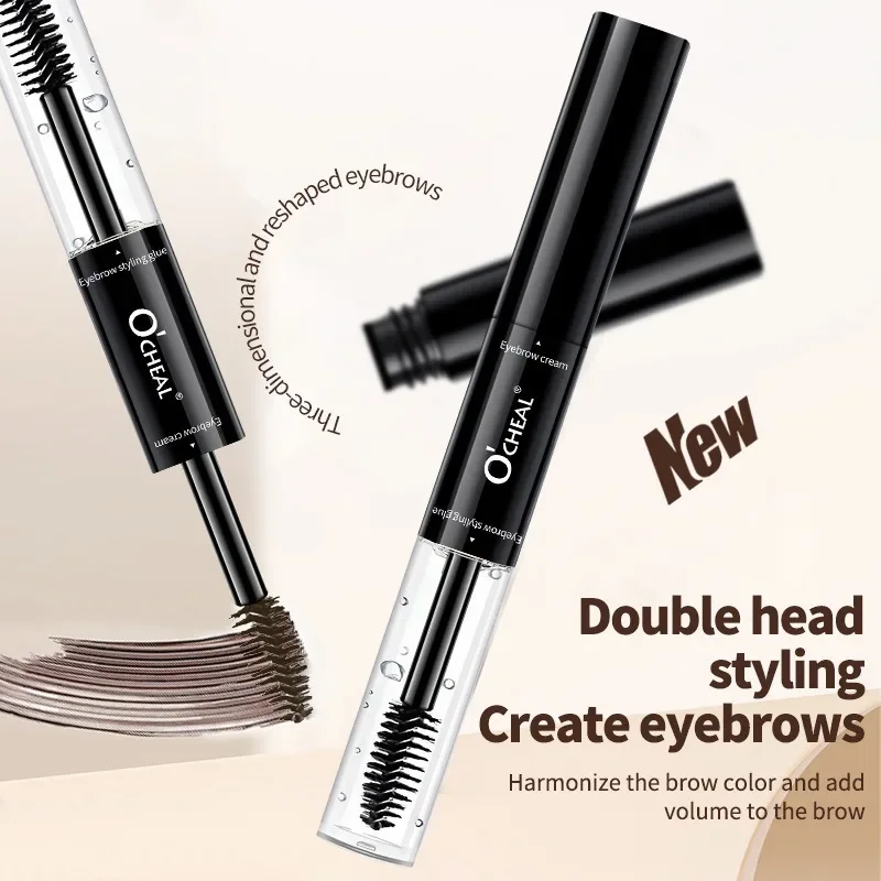 Gel crème pour sourcils 2 en 1 à double extrémité, résistant aux taches, imperméable, résistant à la sueur, teinte longue durée pour sourcils, traits naturels semblables à des cheveux