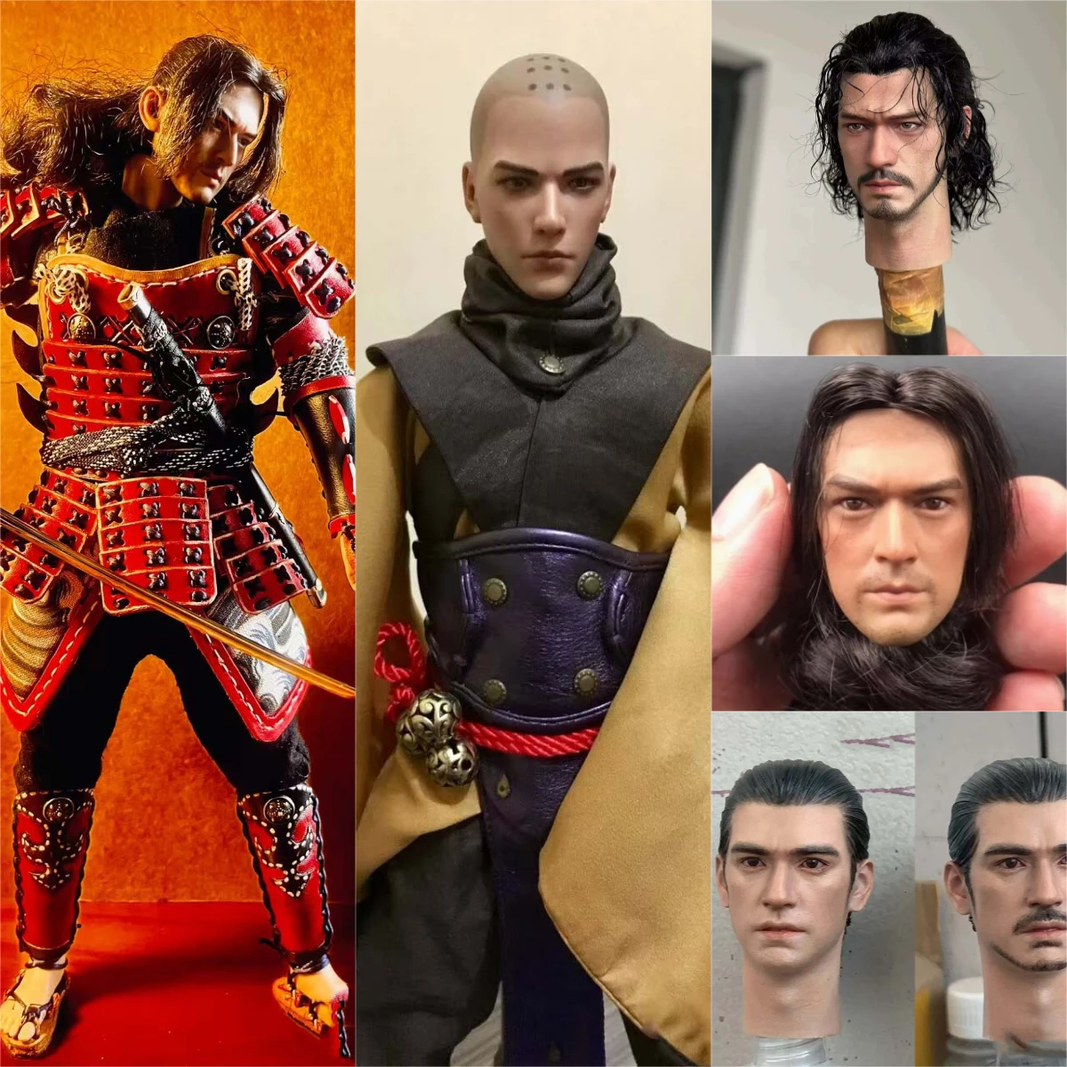 Escala 1/6 Takeshi Kaneshiro Monge Tang Cabeça Esculpida - Kit de Modelo de PVC para Figura de Ação de 12 polegadas - Antigo Chinês Tang Priest Cabeça Careca