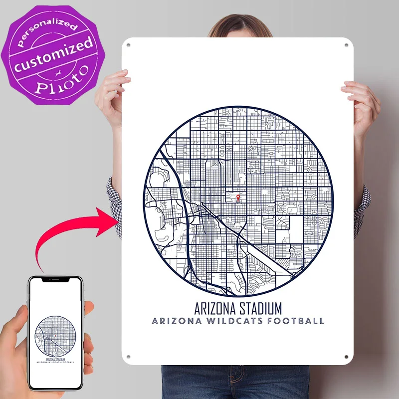 Arizona Stadium Poster Retro 3D Printed Metal Signs Customized Wall Hanging Gift for Gaming Room Decoration Man Bar Accessories
