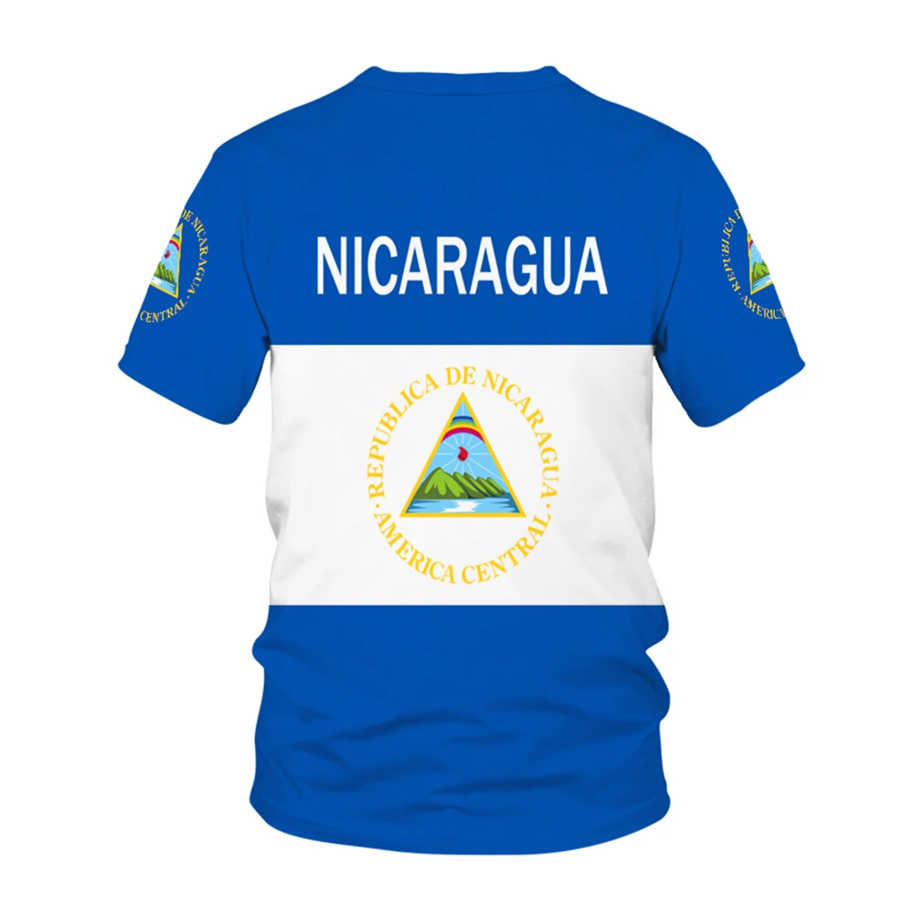 Nicaragua National Flag Pattern T-shirt Men's Hot Sale New Summer Women's Short-sleeved T-shirt Tops Shirt Children's 3D