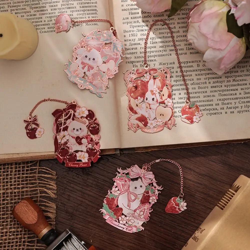 Cute Cat/Rabbit/Bear Metal Bookmark Hollow Portable Reading Book Clip Pendant Bookmark Gifts for Book Lovers Writers Readers