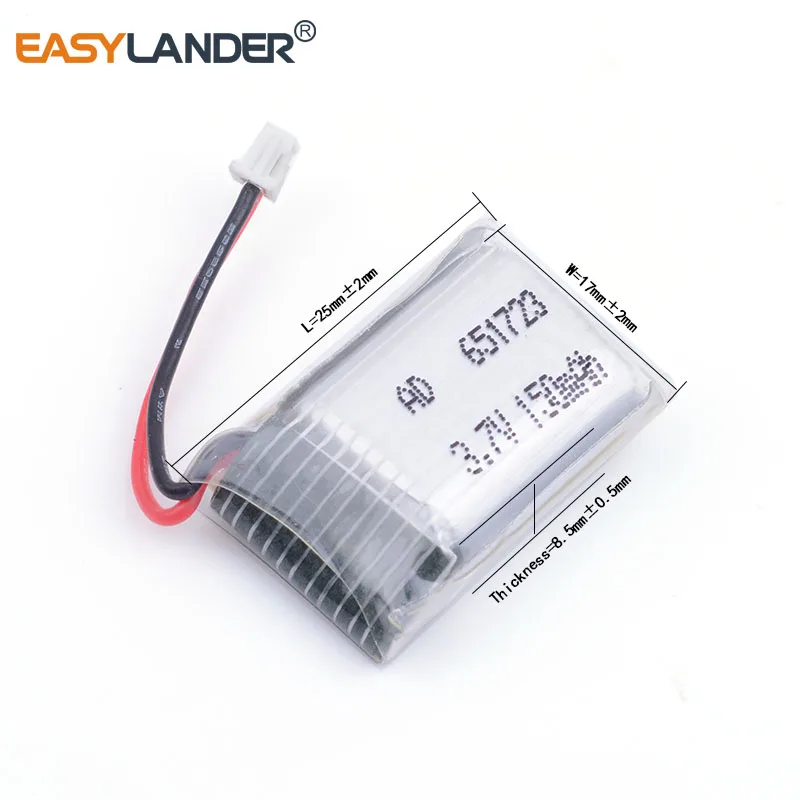 3.7V 150mAh 651723 Lipo battery For Syma S107 S107G 1S Li-Po Battery Helicopter Part For 3D glasses Smart watch Sports bracelet