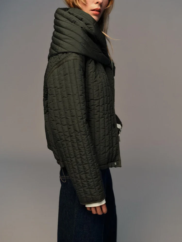 Cappotto giacca imbottita con sciarpa staccabile e colletto rialzato da donna nuovi arrivi autunnali in stile europeo e americano