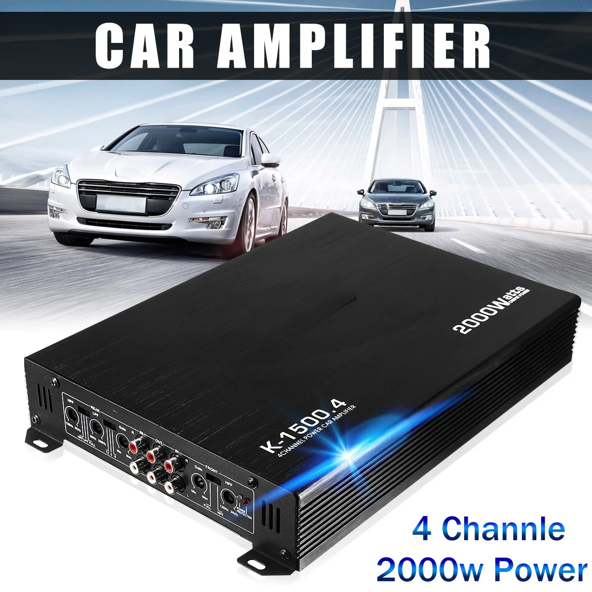 K-1500.4 Car Audio Modification Four-Channel AB Class High-Power Amplifier DC-12V Speaker Power Car Amplifier
