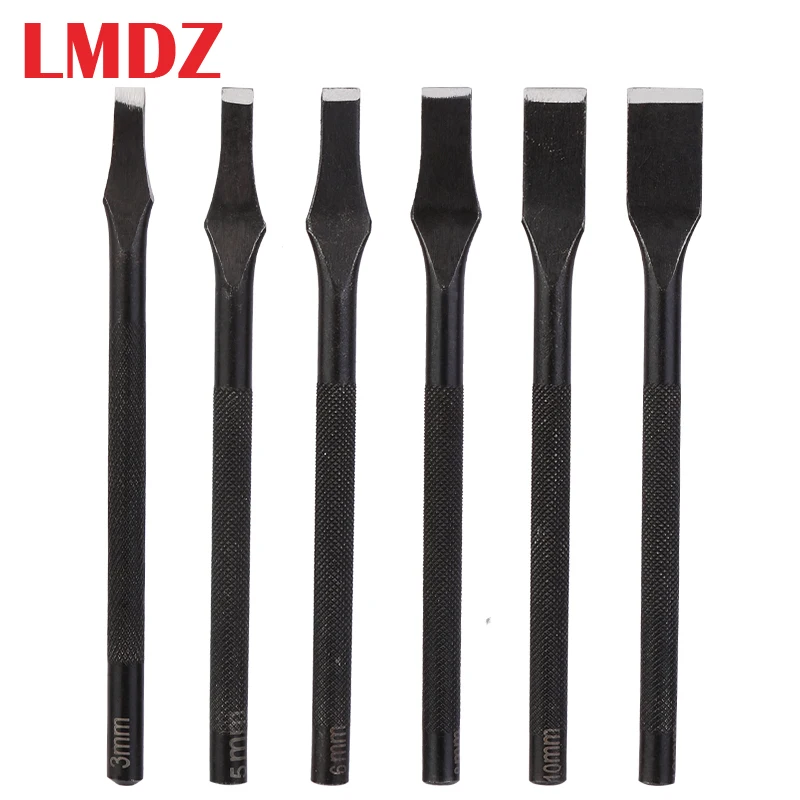 LMDZ 3/5/6/8/10/12mm Slot Punches Flat Tip Straight Punch Leather Craft Tools Cutter DIY Hand Work Leather Flat Punch Belt Tools