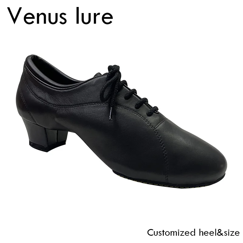 Venus Lure Sapatos de dança latina para prática personalizada para homens camurça de couro sola macia salto 1,6 polegadas