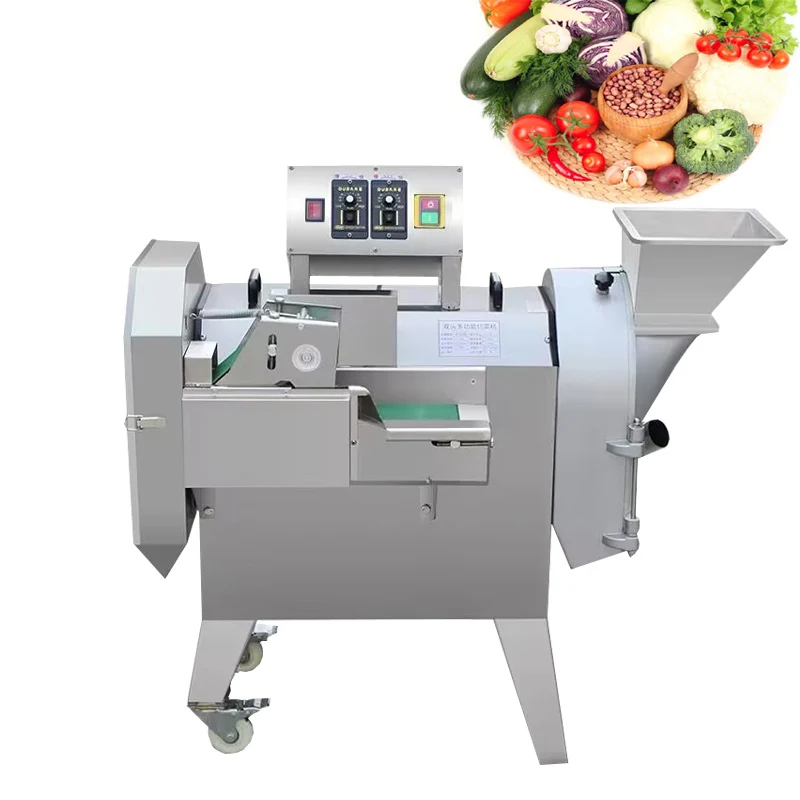 Electric Commercial Vegetable Cutter Slicer Machine Stainless Steel Chili Carrots Shredder Double Head Vegetable Cutting Machine