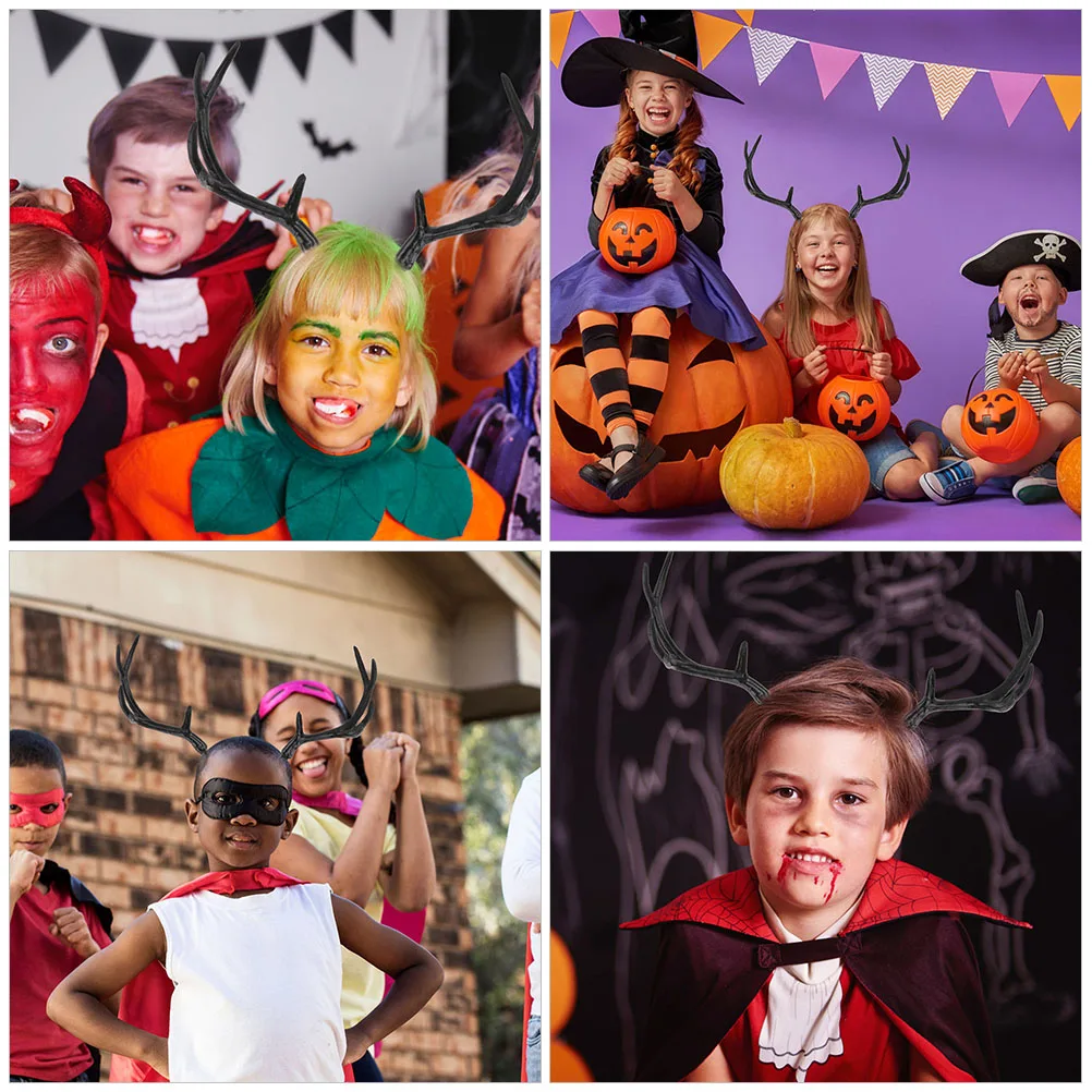 

2Pairs Deer Antlers Headband DIY Accessories Plastic Deer Horn Props Christmas Costume Party Craft Mini Antlers for Hair Clips