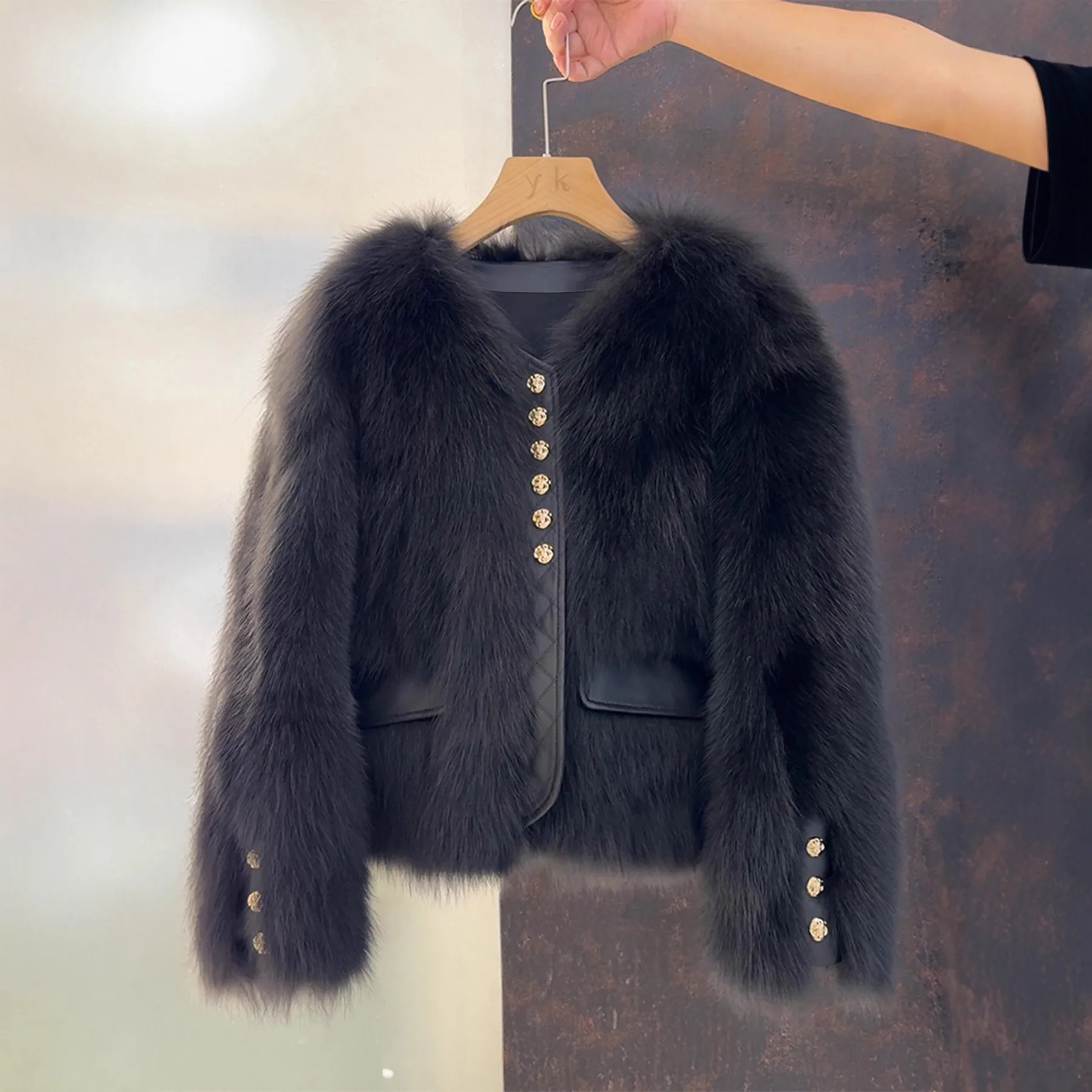 Button V Neck Coat Regular Fit Elegant with Commuter Chic Long Sleeve Winter No Hood British Style Regular Sleeve Women Coat