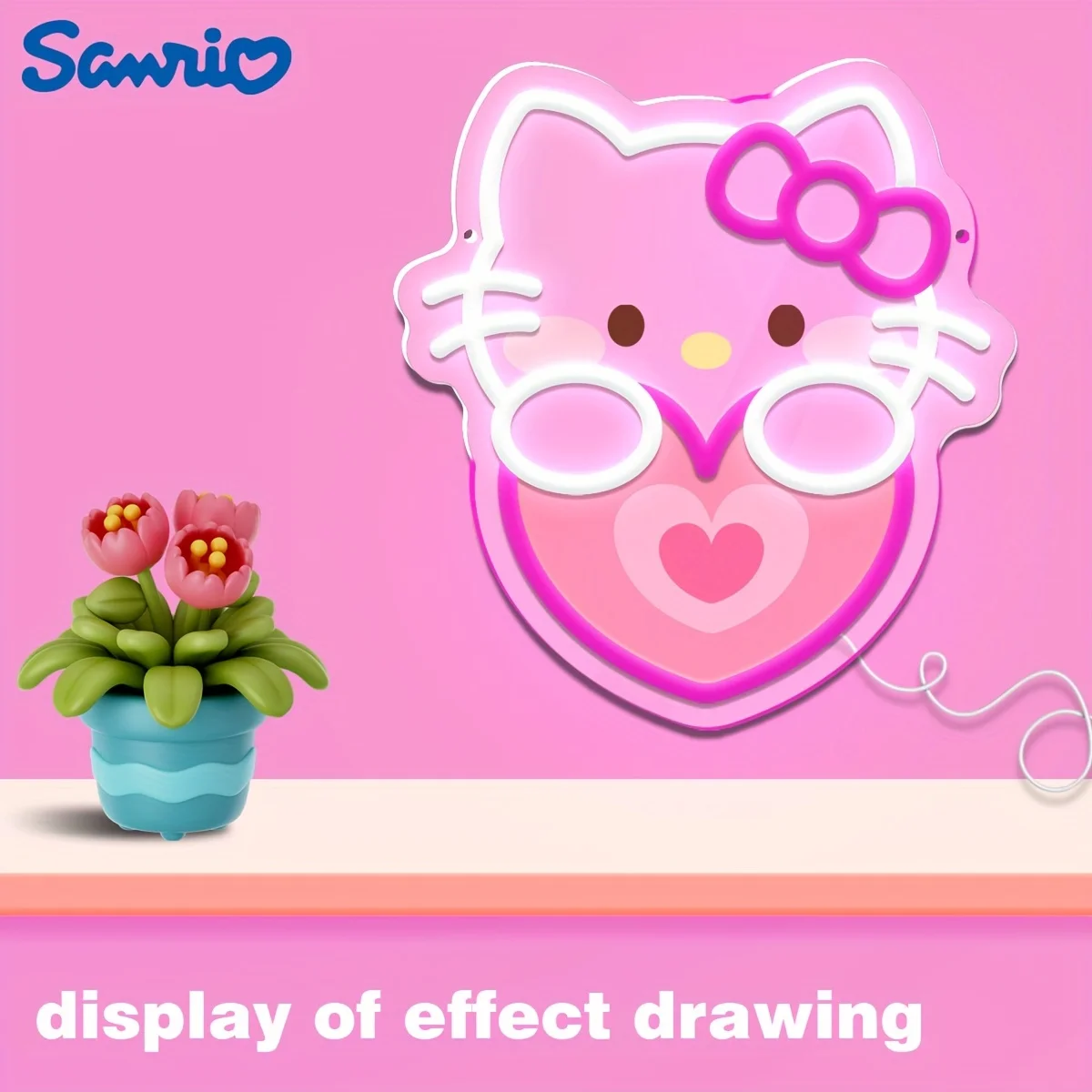 

Светодиодная неоновая вывеска Hello Kitty с сердцем для декора спальни, комнаты девочки, романтический подарок на День святого Валентина, милый настенный светильник в стиле каваи