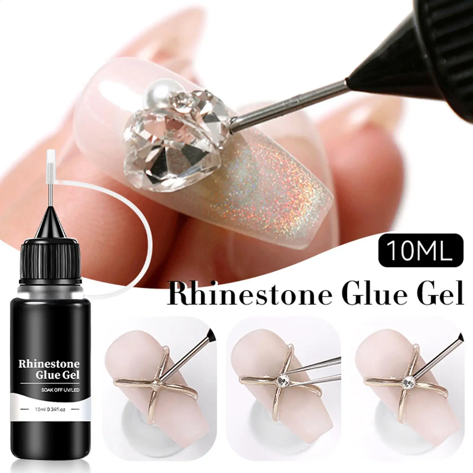 10ml Rhinestone Glue Quick Drying Nail Jewel Glue Strong Adhesive Nail Charm Decoration Glue Nails Super Strong Gel Nail Glue