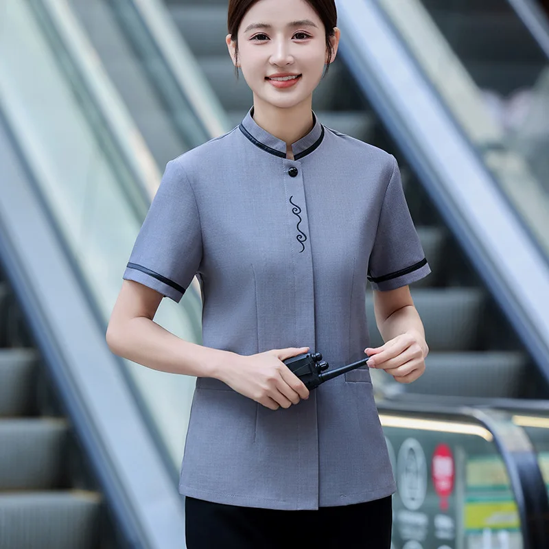 Hotel Room Cleaning Staff Uniform Short Sleeve Mall Sales Office Property Cleaning Auntie Workwear Set Unisex