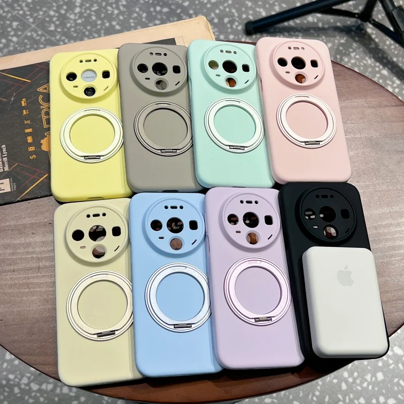 

Liquid Silicone Wireless Charging Rotating Kickstand Phone Case For Huawei Mate 80 Pro Max, Slim Fleece Camera Protective Cover