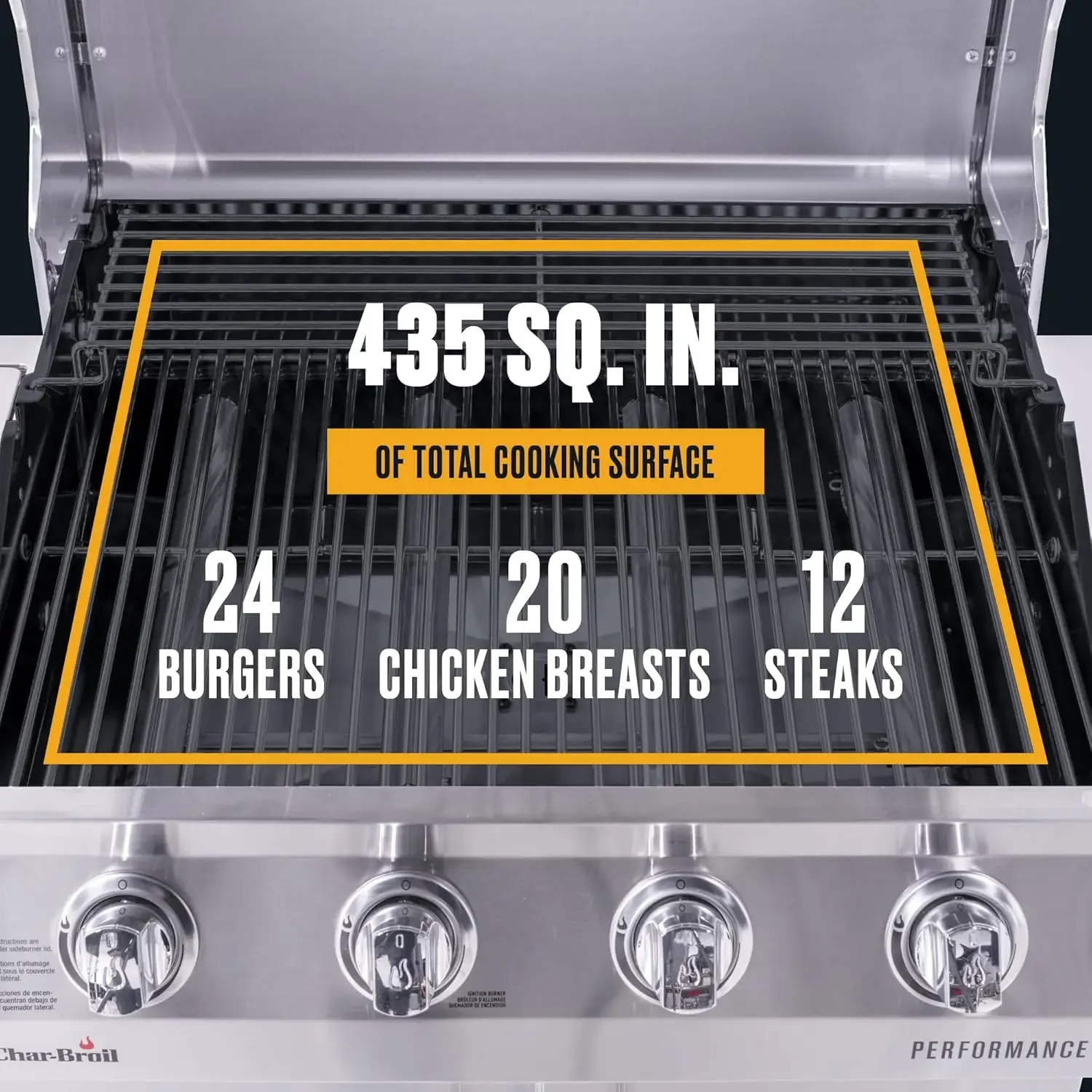 شواية غاز البروبان ذات 4 شعلات مع خزانة جانبية، ستانلس ستيل - 463354021