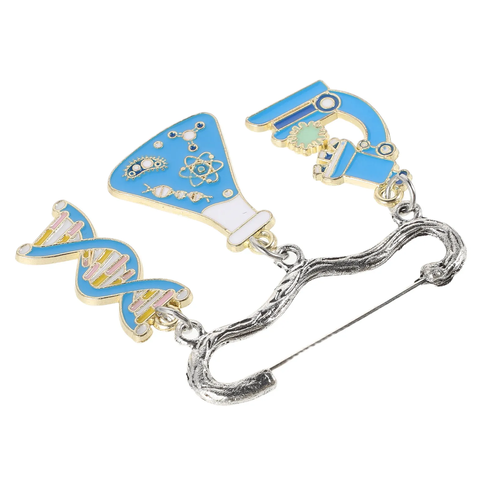 Science Pin Microscope Dna Double Helix Beaker Brooch Lapel Badge for Laboratory Adults Backpack Party Caps Accessories
