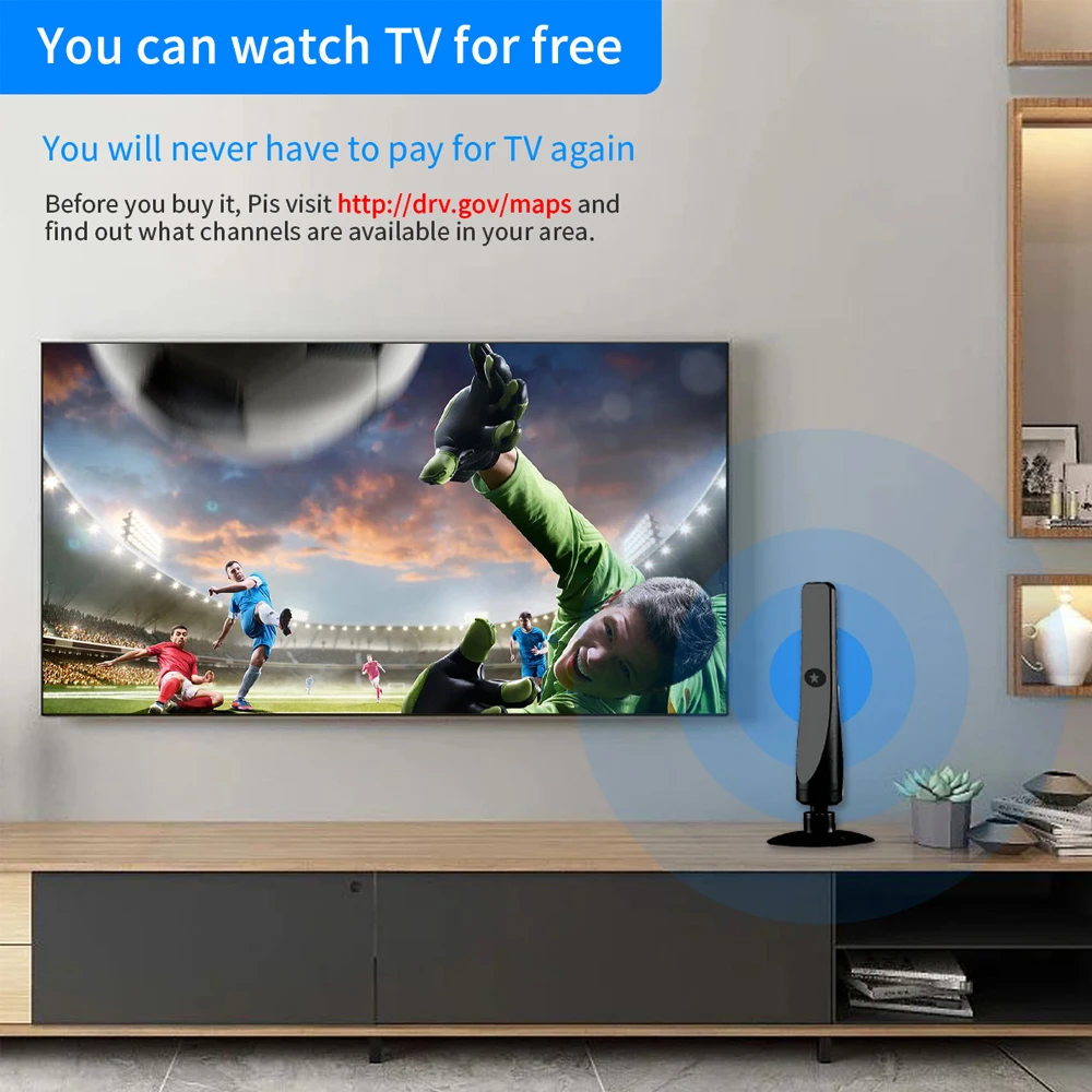 هوائي التلفزيون مكاسب عالية هوائي رقمي داخلي تضخيم إشارة الداعم لاستقبال واسعة النطاق Hdtv المنزل التلفزيون الحل الجوي