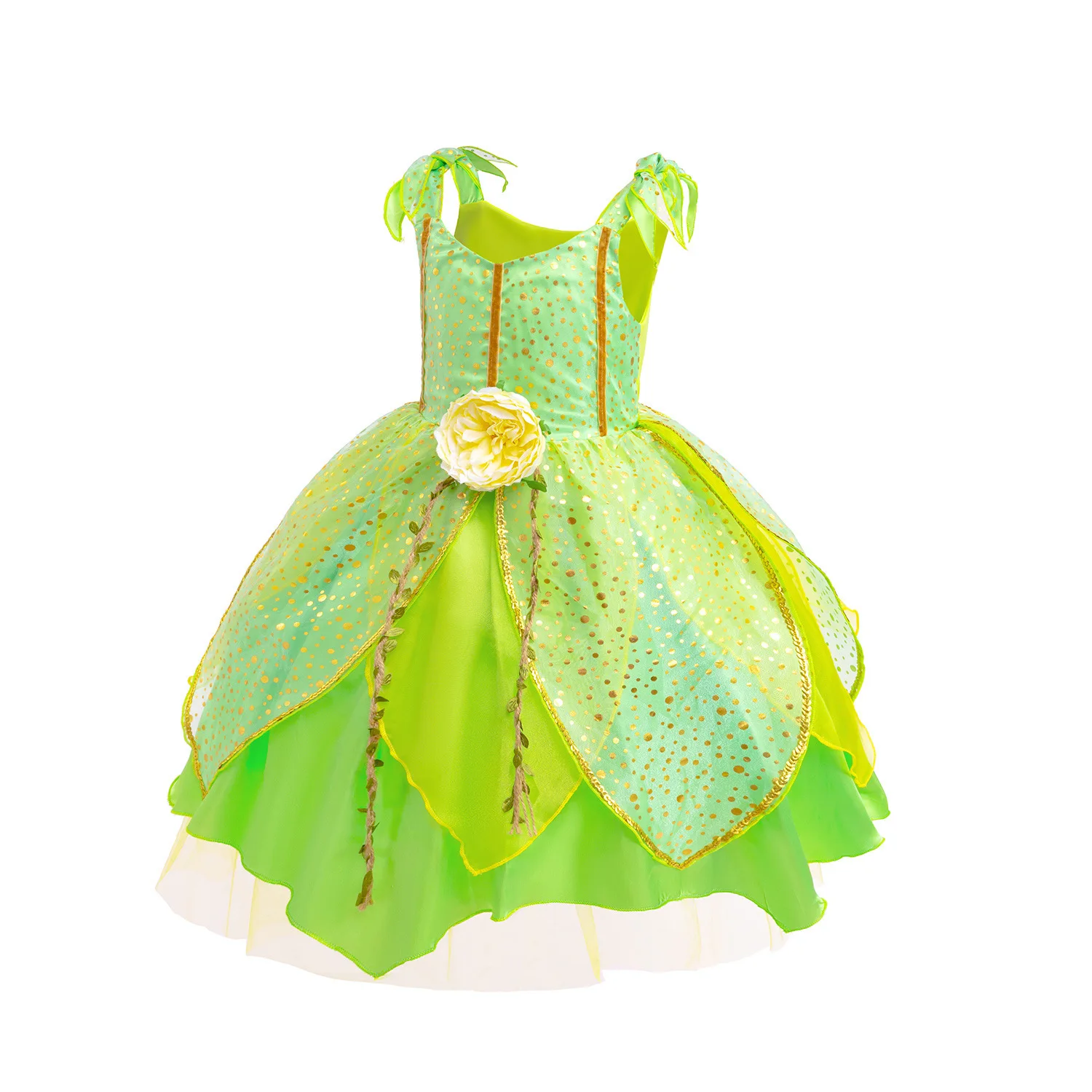 Mädchen Exquisites Prinzessinnen-Ballkleid, Schneewittchen-Kostüm für Kinder, Geburtstagsparty-Tutu-Kleid 2026, Halloween Grünes Elfen-Fee-Outfit – Detail 20